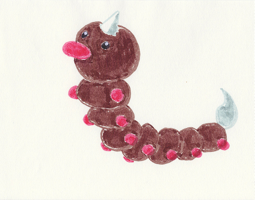 A scanned drawing of Weedle pokemon made with IKEA MÅLA markers