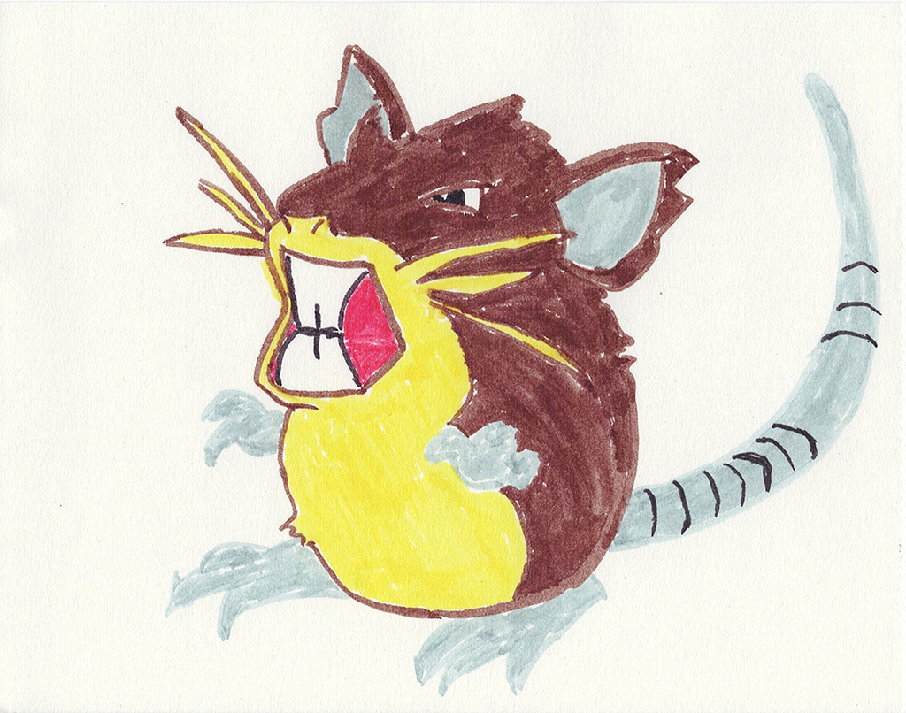 A scanned drawing of Raticate pokemon made with IKEA MÅLA markers