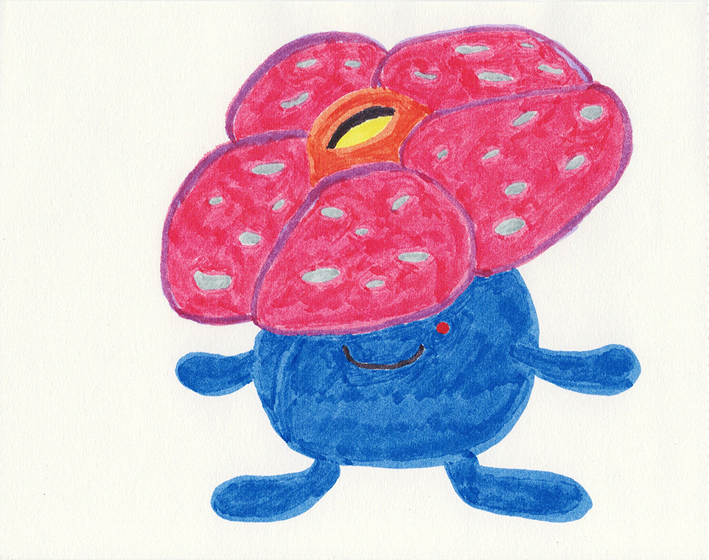 A scanned drawing of Vileplume pokemon made with Various Markers