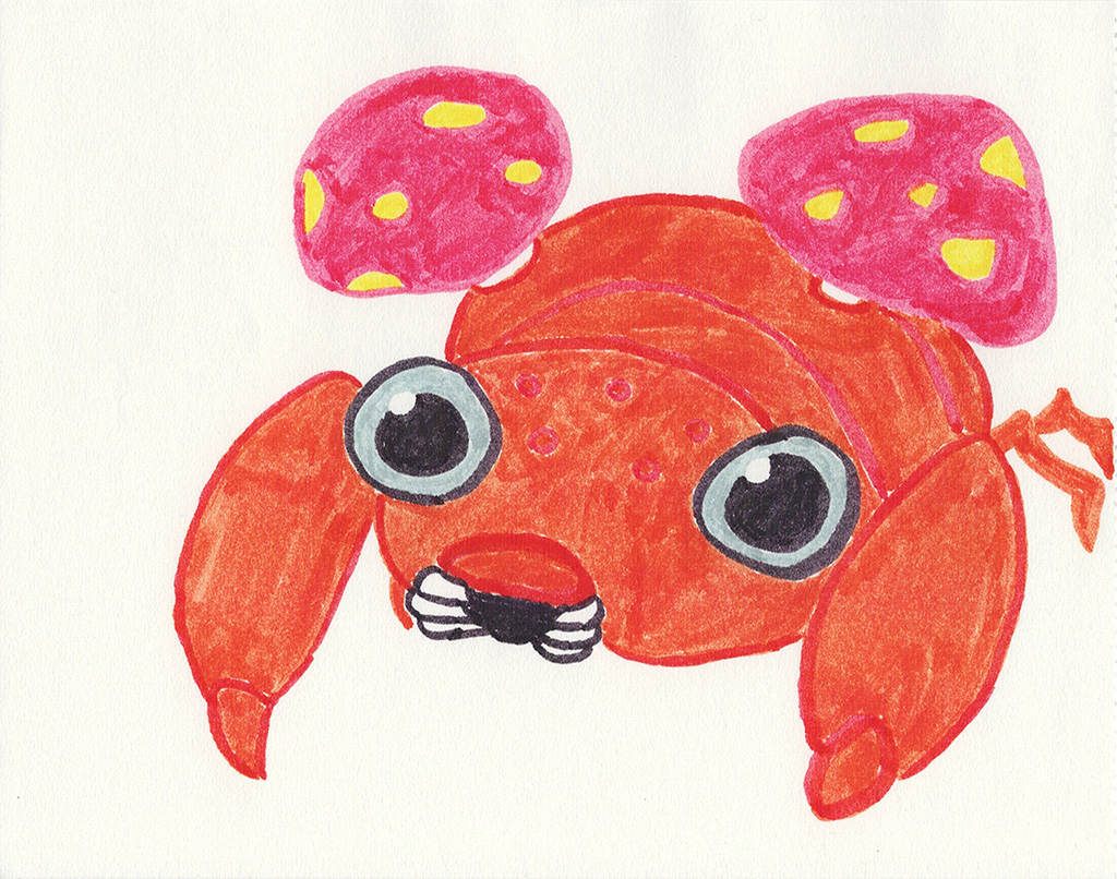 A scanned drawing of Paras pokemon made with Various Markers