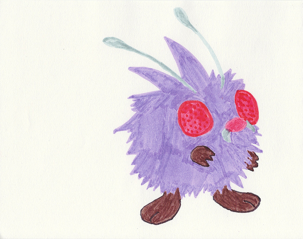 A scanned drawing of Venonat pokemon made with Various Markers