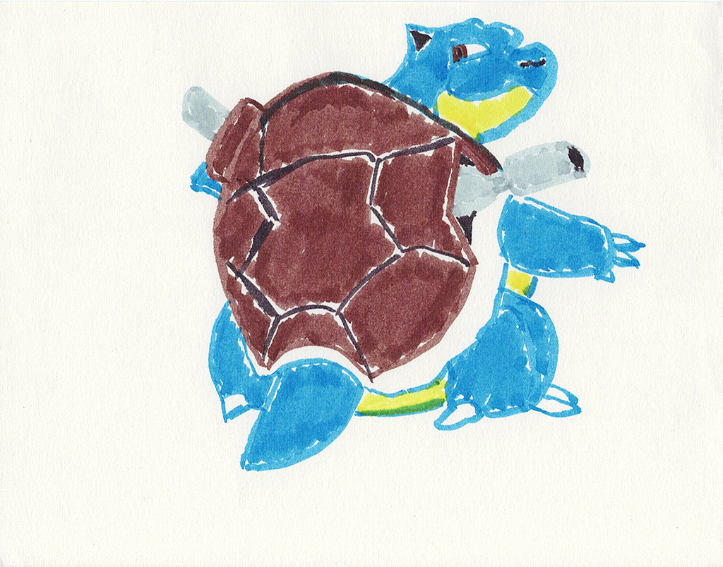 A scanned drawing of Blastoise pokemon made with IKEA MÅLA markers